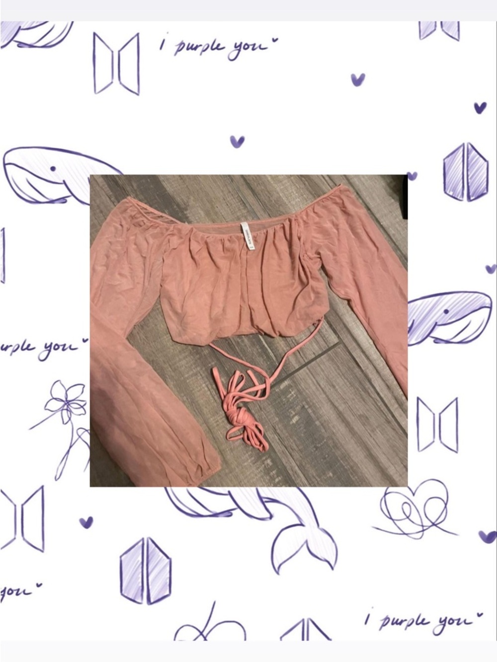 Blush Pink Off-Shoulder Tie Front Crop Top